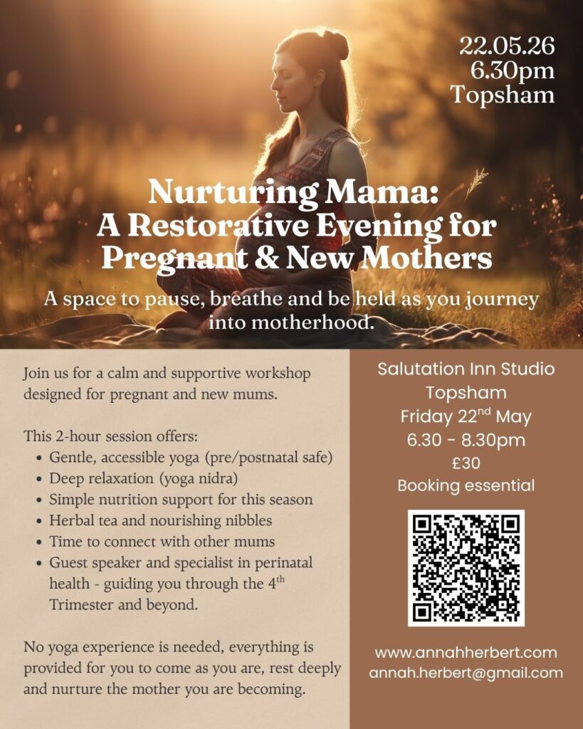 Restorative for pregnancy and new mothers event poster